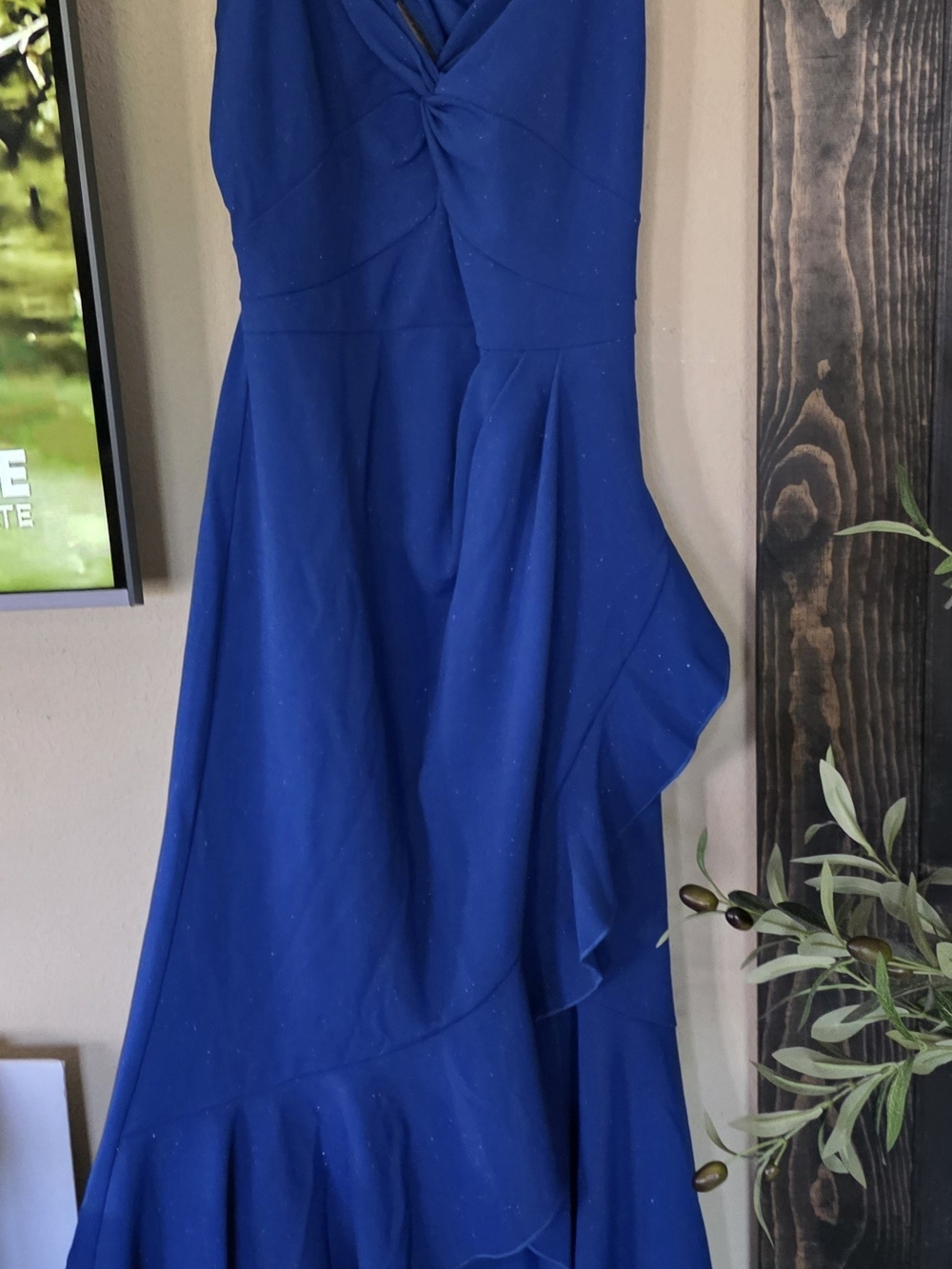 Mori Lee Royal Blue High-Low Twist-Front Dress